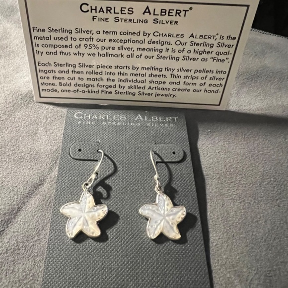 Sterling Silver Mother of Pearl Starfish Drop Earrings - Picture 3 of 6